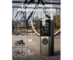GPUTEK elektrinė dviračio pompa su skaitmeniniu manometru, 150 psi, USB-C įkrovimas, BG01