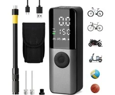 GPUTEK elektrinė dviračio pompa su skaitmeniniu manometru, 150 psi, USB-C įkrovimas, BG01