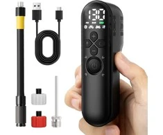 GPUTEK elektrinė dviračių pompa su manometru, 130 PSI, automatinis išsijungimas, LED šviesa, Presta ir Schrader vožtuvams, T05