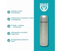 GRÄWE nerūdijančiojo plieno termosas 500 ml, sidabrinis, su puodeliu