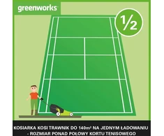 Greenworks akumuliatorinė vejapjovė 24V 2Ah, 33 cm pjovimo plotis, 30 l talpa, bešepetėlinis variklis, modelis 2516107UA