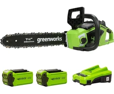 Greenworks akumuliatorinis grandininis pjūklas 35 cm, 40 V, 2 x 2 Ah, 2005707UC