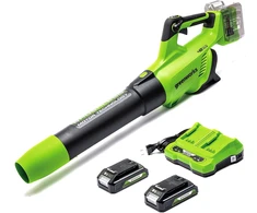 Greenworks akumuliatorinis lapų pūstuvas 217 km/h su 2 x 24 V 2 Ah akumuliatoriais, 01-0002405007UC