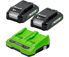 Greenworks akumuliatorių ir dviejų lizdų įkroviklio rinkinys 24 V 2 Ah GSK24B2X