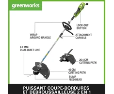 Greenworks elektrinis vejos trimeris 2in1 GST1246, 1200 W, 40 cm pjovimo plotis