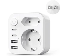 grestar kelioninis kištukų adapteris į A tipą su 2 USB-A, 2 USB-C, 2500 W B0FHJ4VYMW