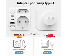 grestar kelioninis kištukų adapteris į A tipą su 2 USB-A, 2 USB-C, 2500 W B0FHJ4VYMW