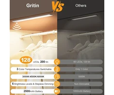 Gritin LED spintos šviestuvų rinkinys su judesio jutikliu, 2500 mAh akumuliatorius, USB-C įkrovimas, G1358
