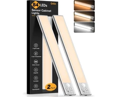 Gritin magnetinė LED spinta šviestuvė su judesio jutikliu, 26 cm, USB-C, 1800 mAh, 2 vnt. komplektas G1358