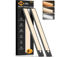 Gritin magnetinė LED spintos lempa su judesio jutikliu, 2500 mAh baterija, USB-C, 3 spalvų temperatūros