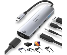 Guermok USB-C 5-in-1 adapteris, 100W PD, 4K@60Hz vaizdas, USB/USB-C, AR akiniams ir monitoriams