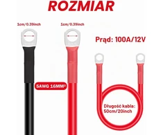 GUNGY akumuliatoriaus laidai 16 mm² 50 cm 12 V 100 A M10 DX01_5AWG-GYKJ