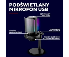 GXTrust 26142 USB mikrofonas su kardioidine kryptingumo charakteristika ir RGB apšvietimu
