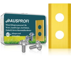 HAUSPROFI titano peiliukai robotų vejapjovėms, 0,75 mm storio, suderinami su Worx, LandXcape, Zoef Robot, Kress, 60 vnt. rinkinys