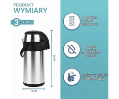 HEFTMAN termosinis ąsotis su pompa, 3 l, pasukamas 360 °