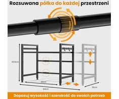 Heldenwunder Mikrobangų krosnelės pastatoma virtuvės lentyna, juoda