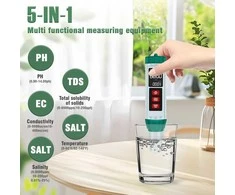 Hengrongshen 5-in-1 vandens kokybės testeris su LCD ekranu pH, EC, TDS, druskingumo ir temperatūros matavimui