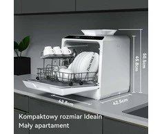 Hermitlux mini staline indaplovė, 43 cm pločio, 4 rinkinių talpa, 175 kWh/metus, balta