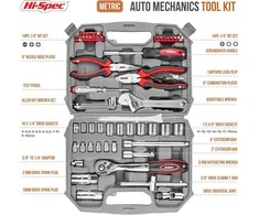 Hi-Spec automobilinių ir mechaninių įrankių rinkinys su 72 dantų terkšle, metrinėmis galvutėmis, 67 vnt. DT30016-GER