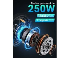 HillMiles elektrinis sulankstomas dviratis 20 colių 250 W, 36 V 13 Ah, 7 pavarų, juodas, MilePort 1