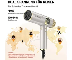 HITTIONA kelioninis joninis plaukų džiovintuvas 2000 W su difuzoriumi HD-3235