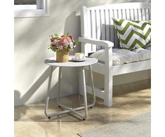 HollyHOME apvalus metalinis lauko staliukas, pilkas, 45 × 40 cm, didžiausia apkrova 23 kg
