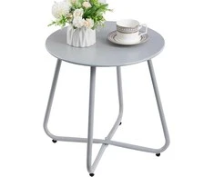 HollyHOME apvalus metalinis lauko staliukas, pilkas, 45 × 40 cm, didžiausia apkrova 23 kg