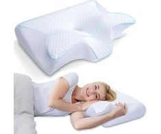 HOMCA ergonominė kaklo pagalvė iš atminties putų, 60 × 40 cm, nuimamas užvalkalas, balta, PL02