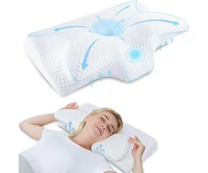 HOMCA ergonominė viskoelastinė kaklo pagalvė 60 x 35 x 8/12 cm, balta, PL01