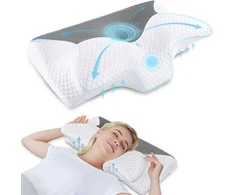 HOMCA ortopedinė kaklo pagalvė iš atminties putų, ergonominė, 60 × 35 × 8/12 cm, pilka, PL01