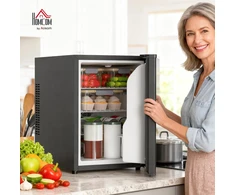 HOMCOM mini šaldytuvas 44 l, reguliuojamas termostatas, LED apšvietimas, juodas, 800-299V90BK