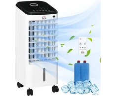 Kondicionierius HOMCOM mobilus oro vėsintuvas 3in1 su drėkinimo, vėsinimo ir ventiliatoriaus funkcijomis, 65 W, nuotolinio valdymo pultas, 3,5 l talpa, 824-063V90CW