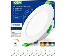 HOMEOW įleidžiamas LED lubinis šviestuvas, 7 W, reguliuojama spalva, 230 V, itin plonas, 98 mm, komplektas YZ-RCL7D3CCT
