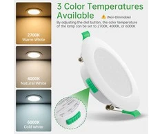 HOMEOW įleidžiamas LED šviestuvas 7 W, 600 lm, IP44, plonas, baltos šviesos pasirinkimas, 9,8 × 9,8 cm