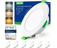 HOMEOW įleidžiamas LED šviestuvas 7 W, 600 lm, IP44, plonas, baltos šviesos pasirinkimas, 9,8 × 9,8 cm