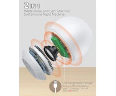 HOMGEN baltojo triukšmo aparatas kūdikiams su LED naktine lempa, 24 garsais, BY016