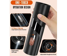 Homtronics elektrinis druskos ir pipirų malūnėlių rinkinys su įkrovimo stotele, 110 ml, DEHMP3B-2P