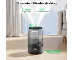 Homvana oro drėkintuvas 3,6 l su aromaterapija, tylaus veikimo 16 dB, H101