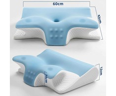 Honfay ortopedinė ergonominė pagalvė iš atminties putų, drugelio formos, 60 × 42 × 14/12 cm, mėlyna