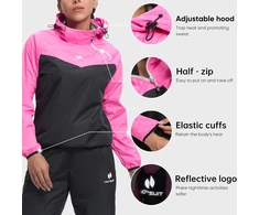 HOTSUIT moteriškas pirties kombinezonas treniruotėms, raudonos rožės spalvos, Sauna suit