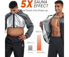 HOTSUIT vyriškas saunos kostiumas su gobtuvu, pilkas, S, 513140020
