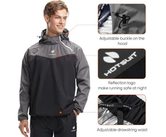 HOTSUIT vyriškas saunos kostiumas treniruotėms su užtrauktuku, pilkas, 4XL, 5540904-GRY-4XL