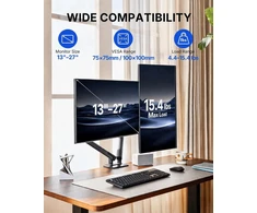 HUANUO dvigubas monitorių laikiklis 13–32 colių ekranams, iki 9kg, VESA 75/100 mm HNDMA119B-DS