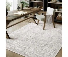 HUGEAR klasikinis kilimas, 90 × 150 cm, plokščio pynimo, pilkas, žemas plaukas, polipropilenas