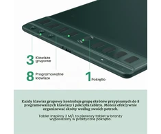 HUION grafinė planšetė Inspiroy 2 M su USB, 8192 slėgio lygiais, žalia