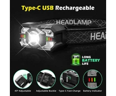 Hyted žibintuvėlis ant galvos, LED, 2000 lm, įkraunamas, 10 režimų, IPX5, ZL-009, 2 vnt.