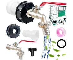 IBC talpyklos krano ir adapterio rinkinys, žalvaris ir PE, S60x6, 3/4 colio sriegis, prailginimas