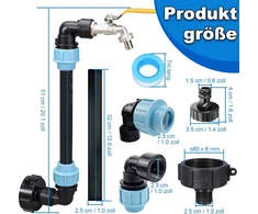 IBC vandens talpos kranas 3/4 colio S60x6, žąsies kaklo formos, žalvaris ir PE, adapteris