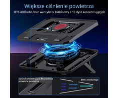 IETS GT300B1 nešiojamojo kompiuterio aušinimo stovas su turboventiliatoriumi, 10–17 col.