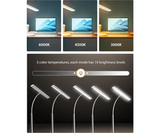 iFalarila LED stalinė lempa su spaustuku, 160 LED, USB, 360° reguliavimas, TBL727-BK